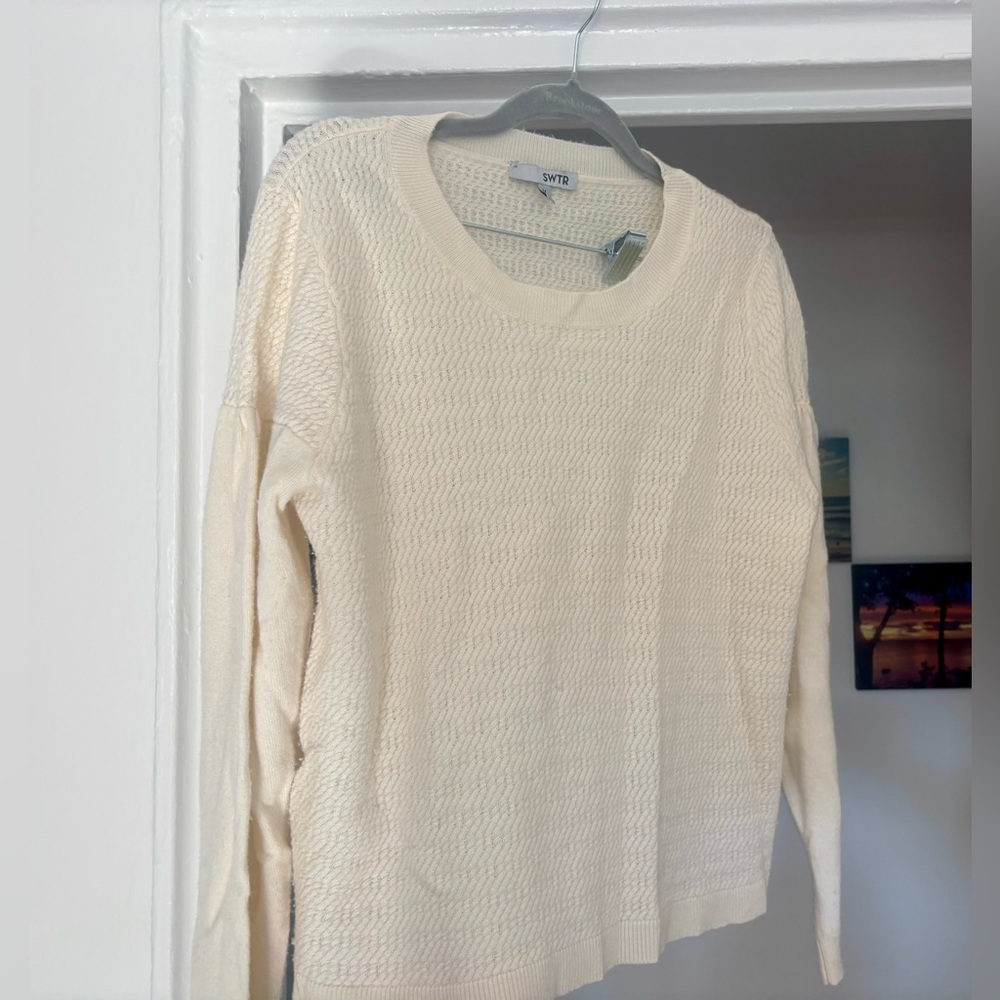 SWTR cream wool/cashmere long sleeved sweater, size medium